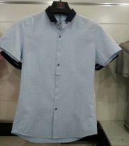 劲牌男装 2015夏 新款 蓝色波点 衬衫
